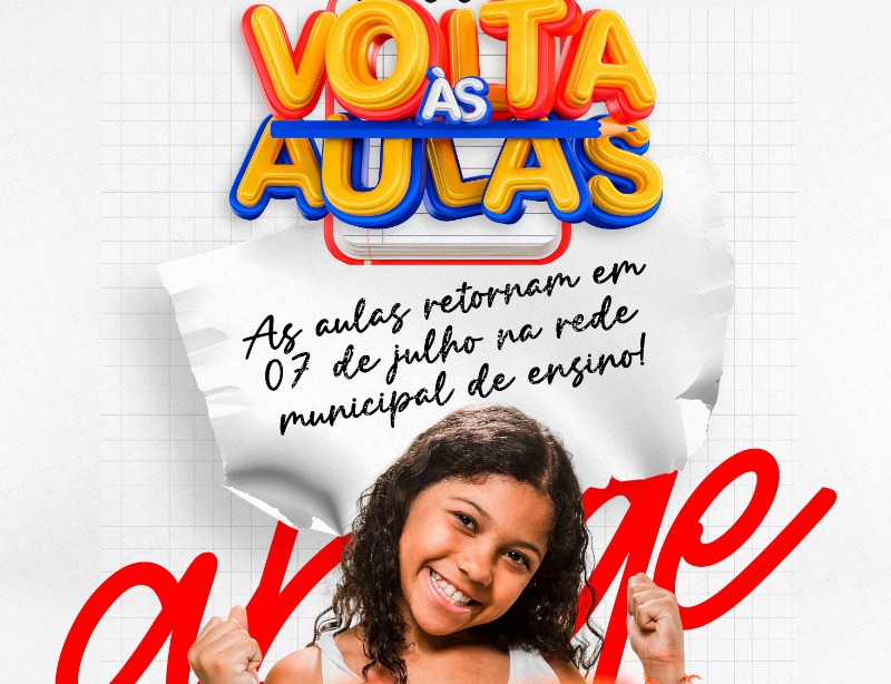 Volta as aulas na rede municipal de ensino de Diamante-PB ser na prxima segunda-feira, dia 7 de Julho