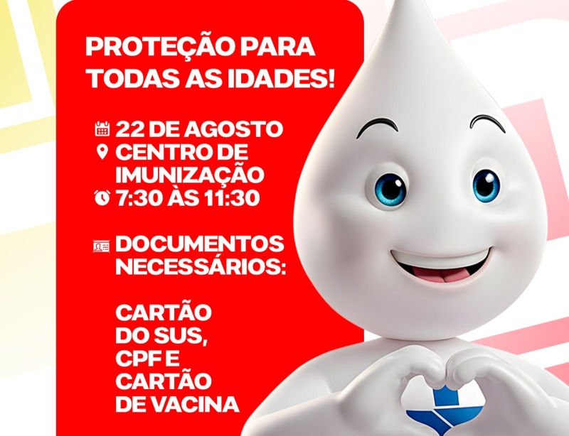 Secretaria de Sa�de promove dia D de multivacina��o neste s�bado (22) em Diamante